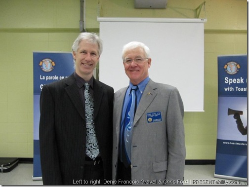 From left to right: Denis Francois Gravel & Chris Ford at Toastmasters Leadership Session