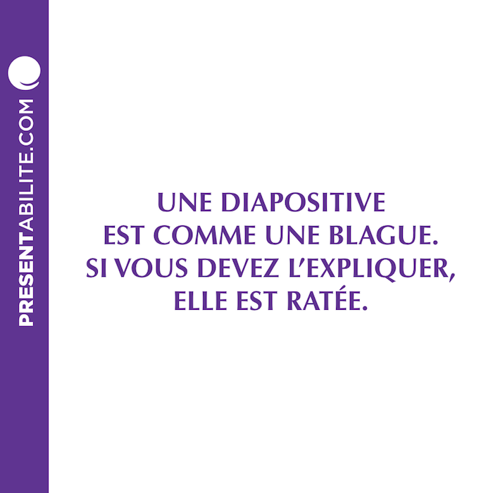 Visuel : Une diapositive est comme une blague. Si vous devez l'expliquer, elle est ratée