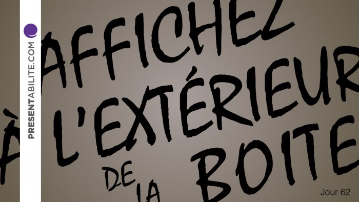 Image texte : Affichez à l'extérieur de la boite